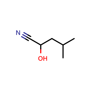 Chemical structure of 2-Hydroxy-4-methylpentanenitrile , CAS 54129-53-2, AChemBlock X200528