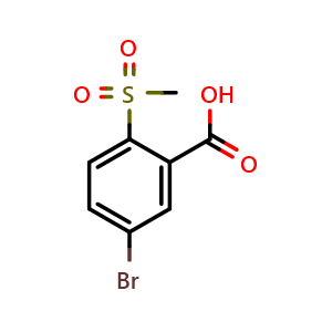 Chemical structure of 5-Bromo-2-(methylsulfonyl)benzoic acid , CAS 146431-33-6, AChemBlock X200533