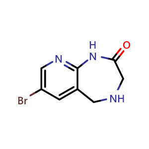 Chemical structure of 7-Bromo-1,3,4,5-tetrahydro-2H-pyrido[2,3-e][1,4]diazepin-2-one , CAS 709650-05-5, AChemBlock X200534