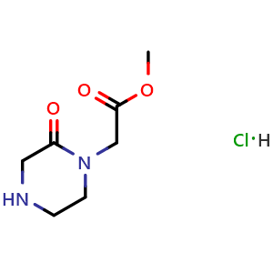 Chemical structure of Methyl 2-(2-oxopiperazin-1-yl)acetate hydrochloride , CAS 32705-78-5, AChemBlock X200538