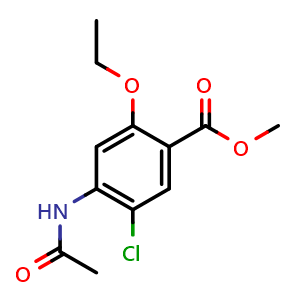 Chemical structure of Methyl 4-acetamido-5-chloro-2-ethoxybenzoate , CAS 4235-43-2, AChemBlock X200539