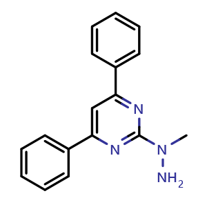 Chemical structure of 2-(1-Methylhydrazinyl)-4,6-diphenylpyrimidine , CAS 413620-13-0, AChemBlock X200547