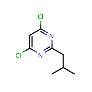 Chemical structure of 4,6-Dichloro-2-isobutylpyrimidine , CAS 1164116-18-0, AChemBlock X200556