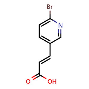 Chemical structure of (E)-3-(6-Bromopyridin-3-yl)acrylic acid , CAS 924628-44-4, AChemBlock X200578