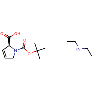 Chemical structure of Diethylamine (S)-1-(tert-butoxycarbonyl)-2,5-dihydro-1H-pyrrole-2-carboxylate , CAS 800412-56-0, AChemBlock X200586