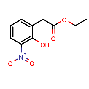 Chemical structure of Ethyl 2-(2-hydroxy-3-nitrophenyl)acetate , CAS 1072150-21-0, AChemBlock X200602