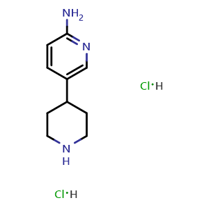 Chemical structure of 5-(Piperidin-4-yl)pyridin-2-amine dihydrochloride , CAS 2094312-75-9, AChemBlock X200604