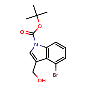 Chemical structure of tert-Butyl 4-bromo-3-(hydroxymethyl)-1H-indole-1-carboxylate , CAS 914349-05-6, AChemBlock X200609