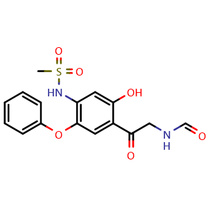 Chemical structure of N-(2-(2-Hydroxy-4-(methylsulfonamido)-5-phenoxyphenyl)-2-oxoethyl)formamide , CAS 149457-03-4, AChemBlock X200618