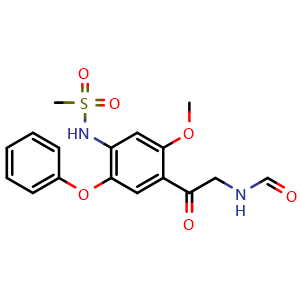 Chemical structure of N-(2-(2-Methoxy-4-(methylsulfonamido)-5-phenoxyphenyl)-2-oxoethyl)formamide , CAS 149456-98-4, AChemBlock X200619