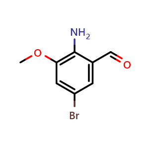 Chemical structure of 2-Amino-5-bromo-3-methoxybenzaldehyde , CAS 205533-21-7, AChemBlock X200628