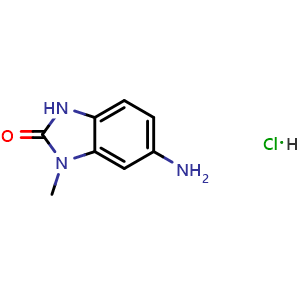 Chemical structure of 6-Amino-1-methyl-1,3-dihydro-2H-benzo[d]imidazol-2-one hydrochloride , CAS 879658-18-1, AChemBlock X200636