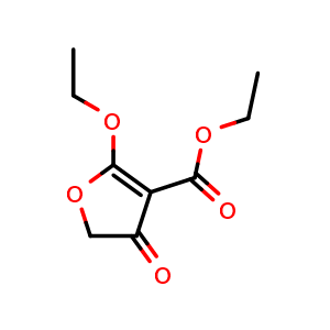 Chemical structure of Ethyl 2-ethoxy-4-oxo-4,5-dihydrofuran-3-carboxylate , CAS 36717-48-3, AChemBlock X200643