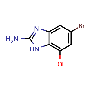 Chemical structure of 2-Amino-5-bromo-1H-benzo[d]imidazol-7-ol , CAS 1804270-43-6, AChemBlock X200649