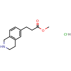 Chemical structure of Methyl 3-(1,2,3,4-tetrahydroisoquinolin-6-yl)propanoate hydrochloride , CAS 2241140-84-9, AChemBlock X200674