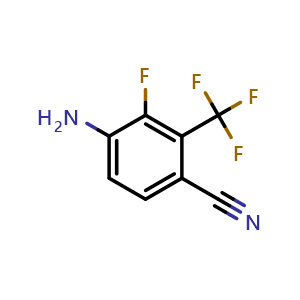 Chemical structure of 4-Amino-3-fluoro-2-(trifluoromethyl)benzonitrile , CAS 1095188-12-7, AChemBlock X200675