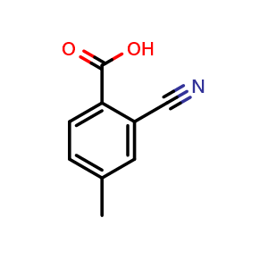 Chemical structure of 2-Cyano-4-methylbenzoic acid , CAS 1195306-28-5, AChemBlock X200706