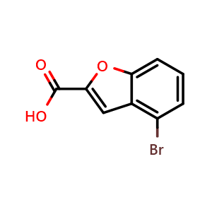 Chemical structure of 4-Bromobenzofuran-2-carboxylic acid , CAS 1369143-28-1, AChemBlock X200732