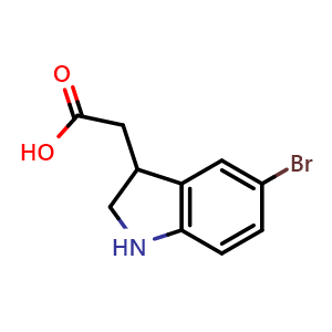 Chemical structure of 2-(5-Bromoindolin-3-yl)acetic acid , CAS 1368446-84-7, AChemBlock X200762