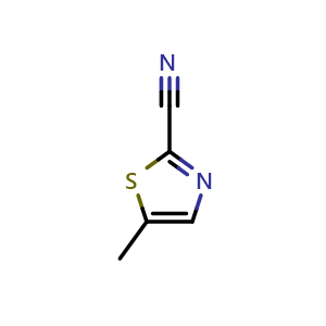 Chemical structure of 5-Methylthiazole-2-carbonitrile , CAS 100516-71-0, AChemBlock X200769