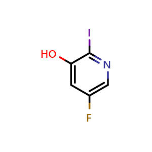 Chemical structure of 5-Fluoro-2-iodopyridin-3-ol , CAS 1806294-25-6, AChemBlock X200800