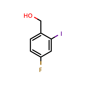 Chemical structure of (4-Fluoro-2-iodophenyl)methanol , CAS 937649-01-9, AChemBlock X200810