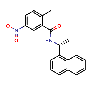 Chemical structure of (R)-2-Methyl-N-(1-(naphthalen-1-yl)ethyl)-5-nitrobenzamide , CAS 1093070-15-5, AChemBlock X200851