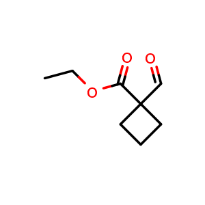 Chemical structure of Ethyl 1-formylcyclobutanecarboxylate , CAS 57742-93-5, AChemBlock X200856