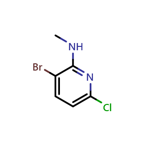 Chemical structure of 3-Bromo-6-chloro-N-methylpyridin-2-amine , CAS 1845690-58-5, AChemBlock X200862