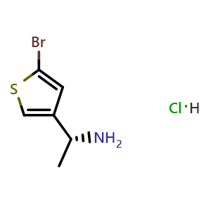 Chemical structure of (R)-1-(5-Bromothiophen-3-yl)ethanamine hydrochloride , CAS 2418596-90-2, AChemBlock X200867