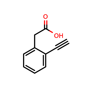 Chemical structure of 2-(2-Ethynylphenyl)acetic acid , CAS 936693-17-3, AChemBlock X200891