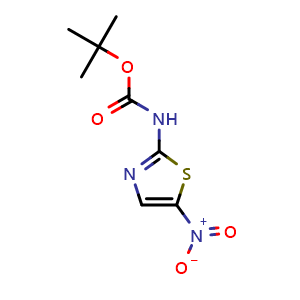 Chemical structure of tert-Butyl (5-nitrothiazol-2-yl)carbamate , CAS 1196153-47-5, AChemBlock X200919
