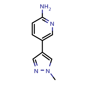 Chemical structure of 5-(1-Methyl-1H-pyrazol-4-yl)pyridin-2-amine , CAS 1247542-90-0, AChemBlock X200945