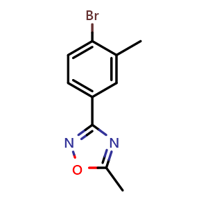 Chemical structure of 3-(4-Bromo-3-methylphenyl)-5-methyl-1,2,4-oxadiazole , CAS 148672-39-3, AChemBlock X200946