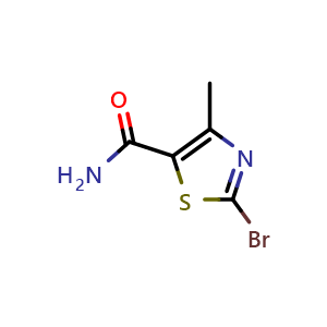 Chemical structure of 2-Bromo-4-methylthiazole-5-carboxamide , CAS 1254694-56-8, AChemBlock X200950