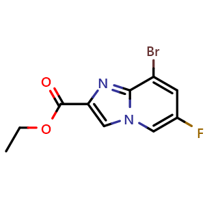 Chemical structure of Ethyl 8-bromo-6-fluoroimidazo[1,2-a]pyridine-2-carboxylate , CAS 1421312-22-2, AChemBlock X200959