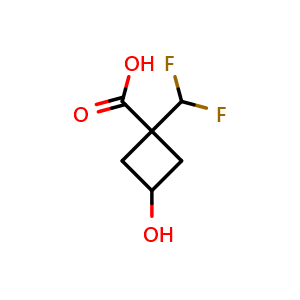 Chemical structure of 1-(Difluoromethyl)-3-hydroxycyclobutanecarboxylic acid , CAS 2228177-93-1, AChemBlock X200963