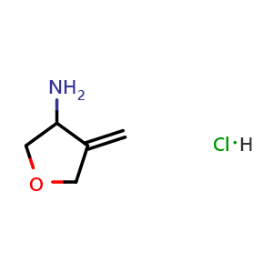 Chemical structure of 4-Methylenetetrahydrofuran-3-amine hydrochloride , CAS 2173999-41-0, AChemBlock X200981