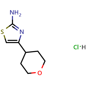Chemical structure of 4-(Tetrahydro-2H-pyran-4-yl)thiazol-2-amine hydrochloride , CAS 1803601-89-9, AChemBlock X201003