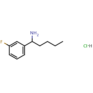 Chemical structure of 1-(3-Fluorophenyl)pentan-1-amine hydrochloride , CAS 1864056-60-9, AChemBlock X201026