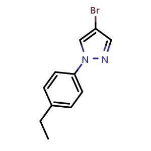 Chemical structure of 4-Bromo-1-(4-ethylphenyl)-1H-pyrazole , CAS 1353856-50-4, AChemBlock X201027