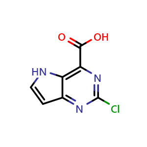 Chemical structure of 2-Chloro-5H-pyrrolo[3,2-d]pyrimidine-4-carboxylic acid , CAS 2090149-31-6, AChemBlock X201038