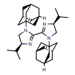 Chemical structure of (4S,4'S)-1,1'-Di((3R,5R,7R)-adamantan-1-yl)-4,4'-diisopropyl-4,4',5,5'-tetrahydro-1H,1'H-2,2'-biimidazole , AChemBlock X201044
