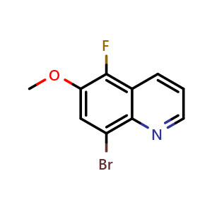 Chemical structure of 8-Bromo-5-fluoro-6-methoxyquinoline , CAS 1369499-08-0, AChemBlock X201049