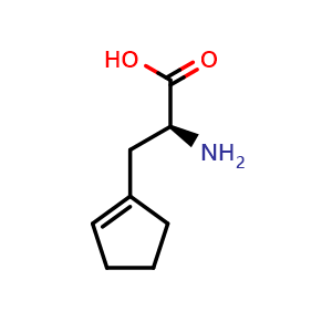 Chemical structure of (S)-2-Amino-3-(cyclopent-1-en-1-yl)propanoic acid , CAS 1932577-35-9, AChemBlock X201101