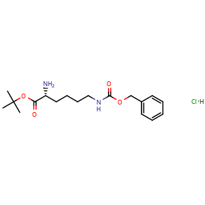 Chemical structure of (R)-tert-Butyl 2-amino-6-(((benzyloxy)carbonyl)amino)hexanoate hydrochloride , CAS 1426213-63-9, AChemBlock X201102