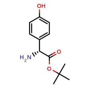 Chemical structure of (R)-tert-Butyl 2-amino-2-(4-hydroxyphenyl)acetate , CAS 501692-32-6, AChemBlock X201103