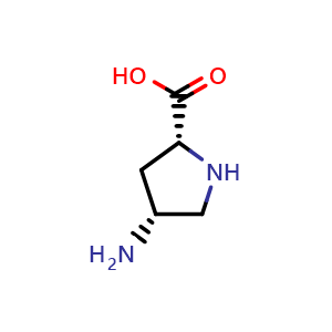 Chemical structure of (2R,4R)-4-Aminopyrrolidine-2-carboxylic acid , CAS 1217598-26-9, AChemBlock X201105
