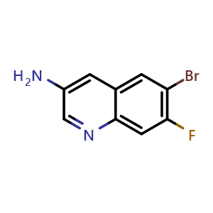 Chemical structure of 6-Bromo-7-fluoroquinolin-3-amine , CAS 2092836-06-9, AChemBlock X201107