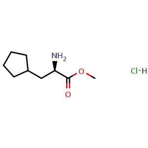 Chemical structure of (R)-Methyl 2-amino-3-cyclopentylpropanoate hydrochloride , CAS 2514709-11-4, AChemBlock X201136